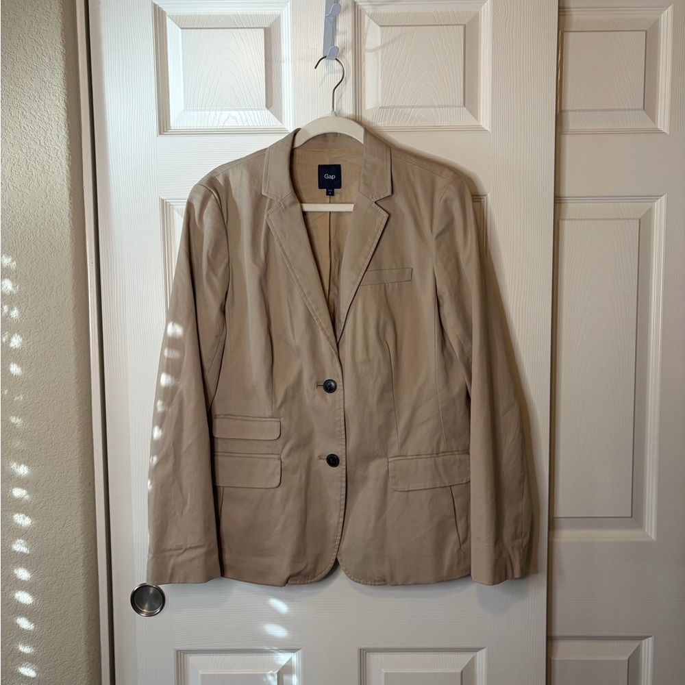 Women’s GAP Cotton/Spandex Khaki 2010 Blazer 12 Office Safari Preppy